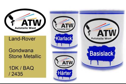 Land-Rover, Gondwana Stone Metallic, 1DK / BAQ / 2435: 1L Lackdose + 1L Klarlack + 500ml Härter - Set, von ATW Autoteile West.